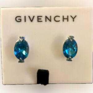 Givenchy gun metal blue crystal earrings